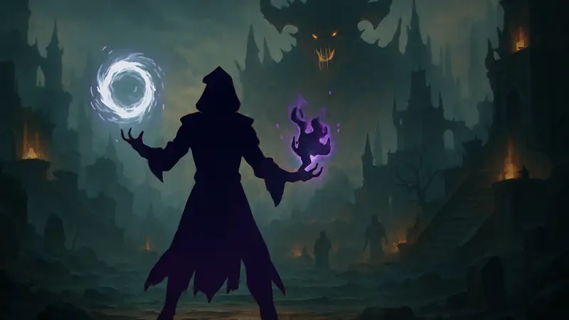 Скриншот Чернокнижника из Diablo Immortal, демонстрирующий новые способности. Обновление 5.0, мобильная игра.