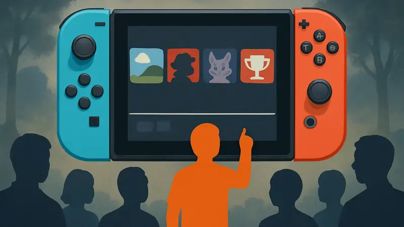 Джой-коны Nintendo Switch с изображением игрового меню, символизирующие выбор игры года.