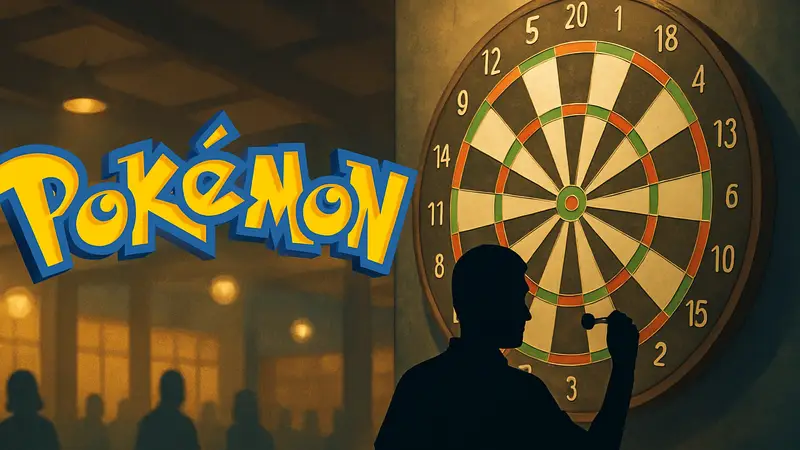 Логотип Pokémon рядом с дартс-мишенью, символизирующий уроки для киберспорта.