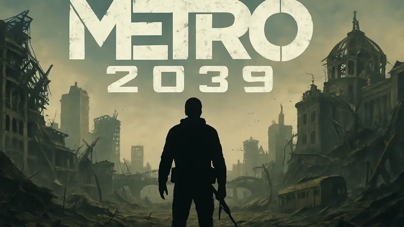 Логотип Metro 2039 на фоне постапокалиптического мира