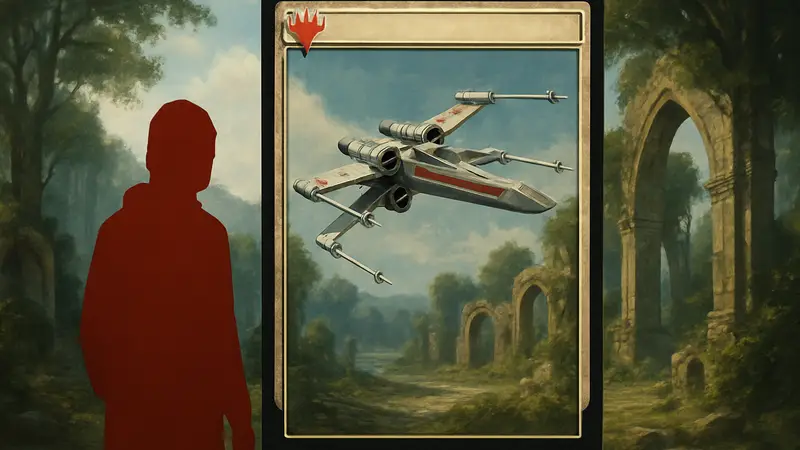 Карта Magic: The Gathering с ошибочно напечатанным истребителем X-Wing