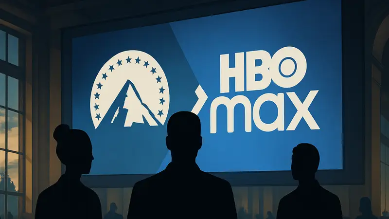 Логотипы Paramount+ и HBO Max, символизирующие их слияние в единый стриминговый сервис