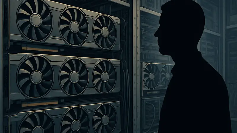 Ряд графических процессоров (GPU) в стойке сервера, иллюстрирующий их ценность для ИИ-вычислений.