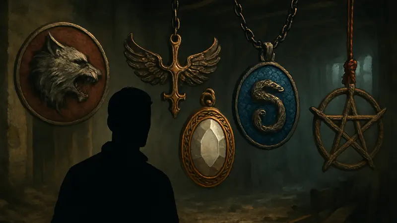 Изображение различных талисманов и амулетов из Resident Evil Requiem