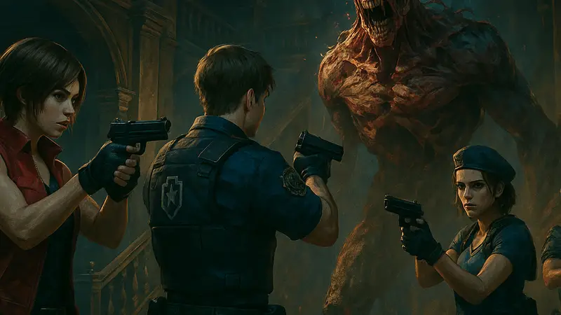 Кадр из трейлера Resident Evil Requiem, демонстрирующий элементы узнаваемой стилистики серии и персонажей.