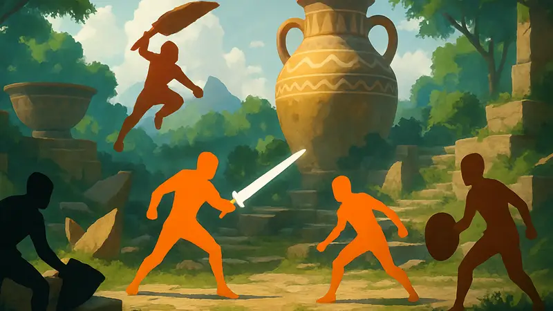 Геймплейный скриншот из многопользовательской игры Kiln, демонстрирующий уникальный стиль.