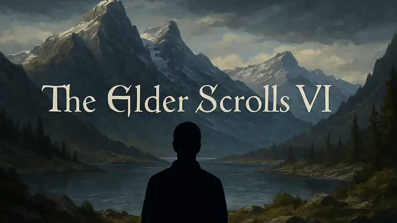 Логотип The Elder Scrolls VI на тёмном фоне. Bethesda не показала новости о TES 6.