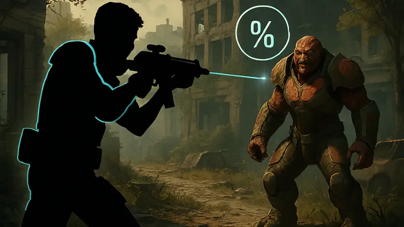 Боец XCOM 2 целится в мутона, символ легендарной точности в 90% и юбилея игры.