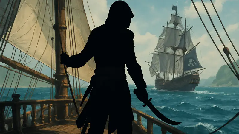 Главный герой Assassin’s Creed Black Flag Resynced, пират-ассасин на паруснике