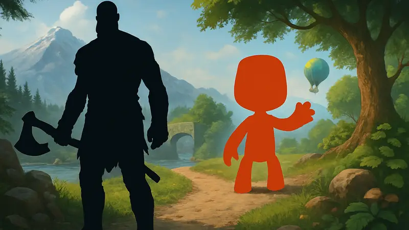 Персонажи God of War и Sackboy из LittleBigPlanet, символизирующие дилемму о лучшем ремейке PlayStation.