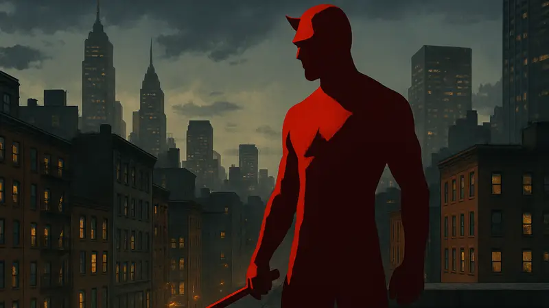 Арт или кадр из сериала Daredevil: Born Again, сфокусированный на главном герое.