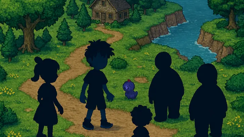 Игровой скриншот Jimmy and the Pulsating Mass, выполненный в стиле EarthBound.