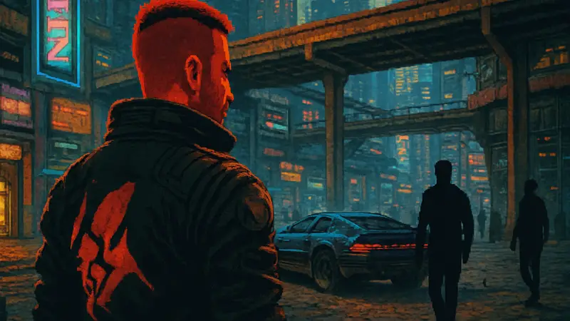 Обложка или скриншот фейковой игры Cyberpunk 2077 Project Orion для PS1 в стиле ретро