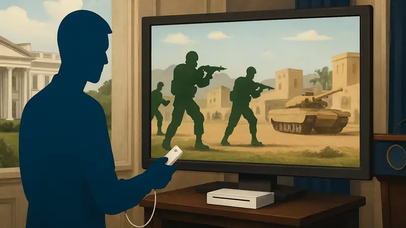 Изображение геймплея Nintendo Wii, стилизованное под военные кадры, используется Белым домом в новостях.