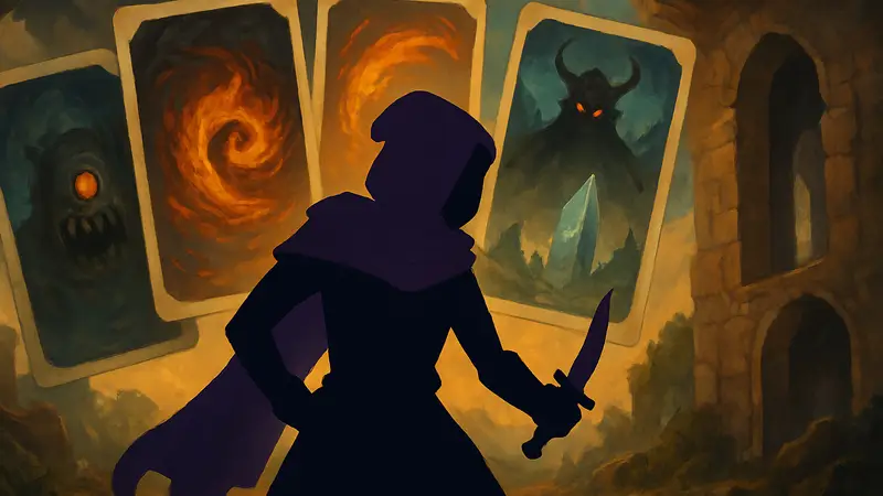 Иллюстрация персонажа из Slay the Spire 2, стоящего на фоне карт.