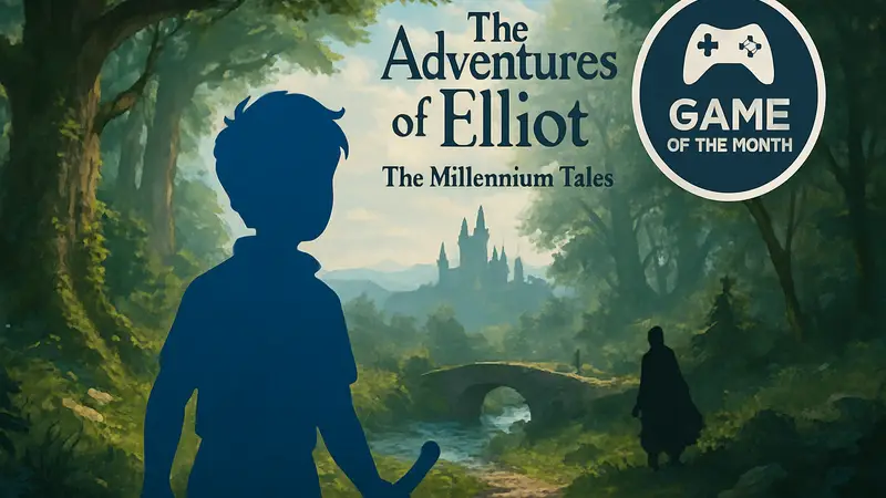 Обложка игры The Adventures of Elliot: The Millennium Tales с логотипом Push Square Game of the Month.