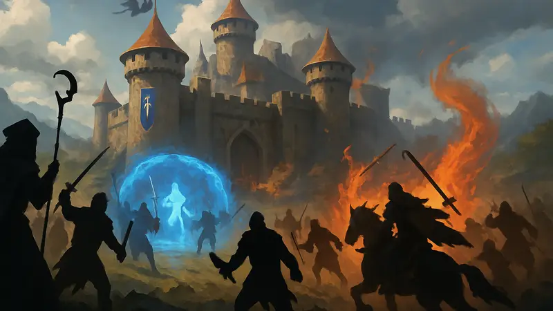 Эпичное сражение в Albion Online, демонстрирующее новые механики обновления Realm Divided Part II.