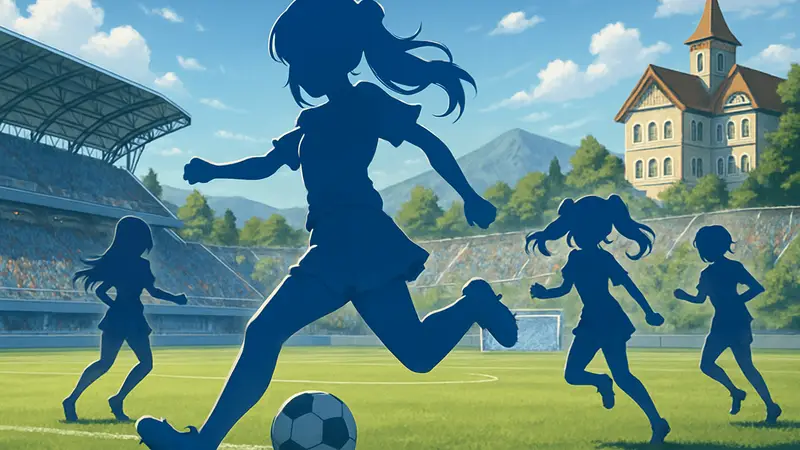Игровой скриншот Victory Girls: Anime Soccer с аниме-персонажами