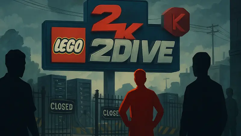 Логотип LEGO 2K Drive на фоне закрывающихся онлайн-сервисов 2K Games
