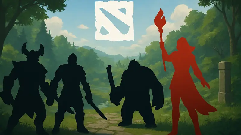 Герои Dota 2, символизирующие изменения меты после патча 7.41, на карте игры.