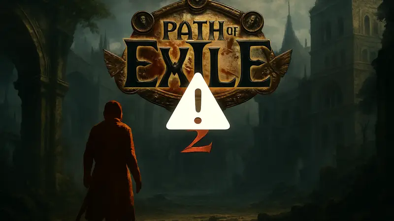 Скриншот или логотип игры Path of Exile 2 с символом ошибки сервера