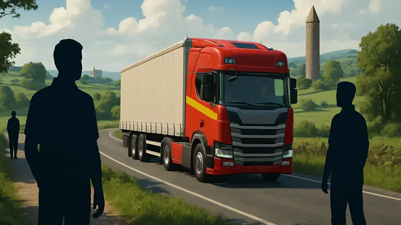 ETS2: Грузовик на дороге в Ирландии, скриншот из нового дополнения Euro Truck Simulator 2.