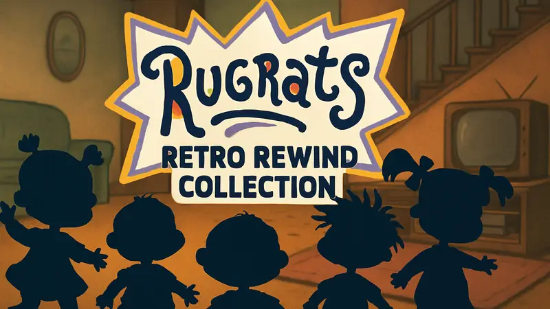 Логотип Rugrats Retro Rewind Collection с персонажами из мультфильма.