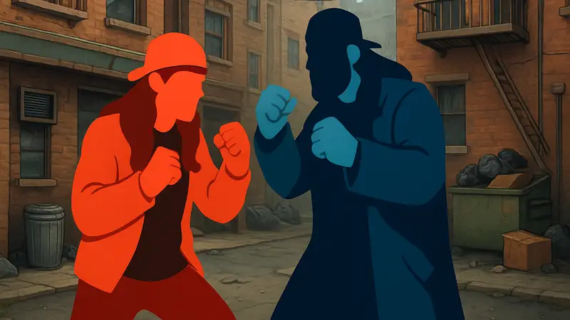 Джей и Молчаливый Боб в стилистике новой игры, готовящиеся к драке.