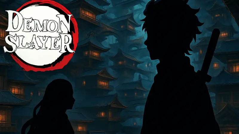 Логотип или арт аниме Demon Slayer с акцентом на арку Infinity Castle.