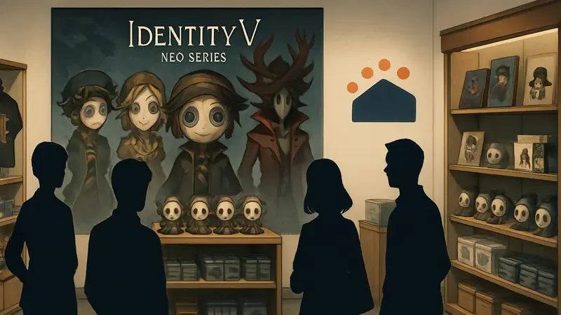 Арт из Identity V Neo Series и логотип Book Off USA на фоне поп-ап магазина