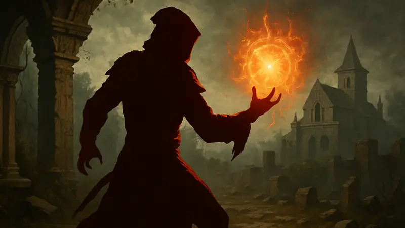Персонаж класса Warlock из Diablo 2: Resurrected использует магию.