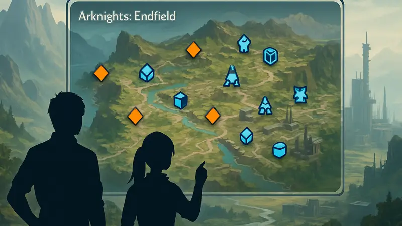 Интерактивная карта региона Вулинг в Arknights: Endfield с отмеченными точками