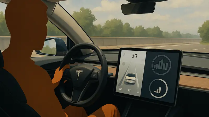 Приборная панель Tesla с отображением статистики использования Full Self-Driving и «стриков»