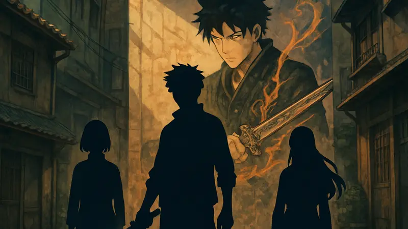 Постер или арт с персонажами манги Kagurabachi, символизирующий предстоящий анонс аниме