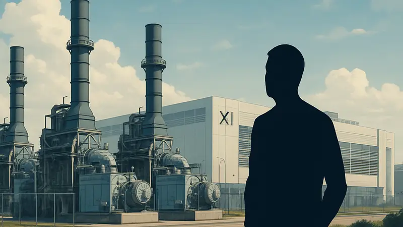 Газовые турбины xAI Илона Маска на фоне дата-центра Colossus 2 в Миссисипи.