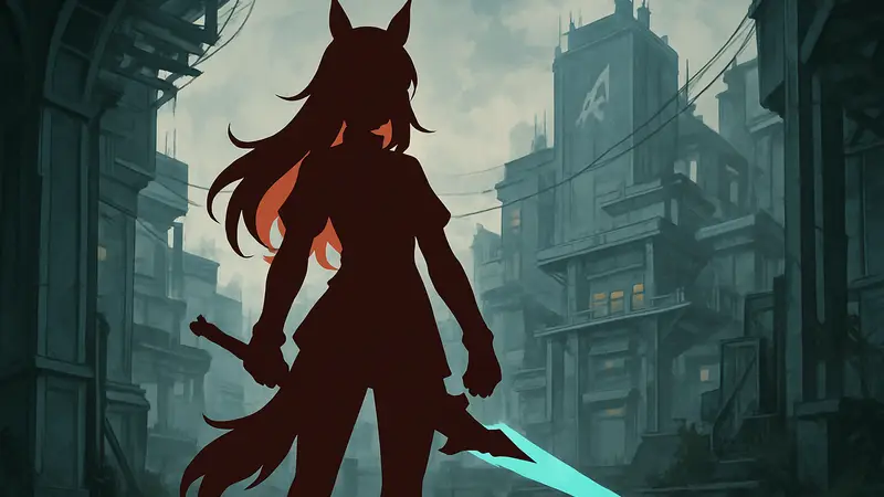 Косплеер Настя Svizee Волкова в образе Лэватейн из Arknights: Endfield с мечом