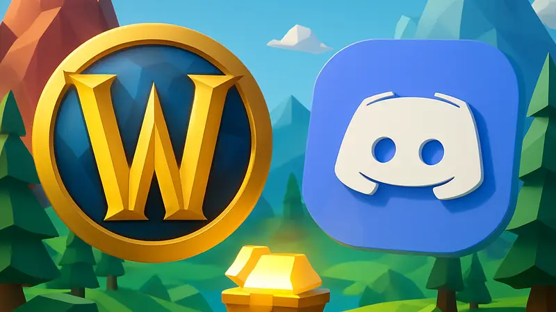 Логотип World of Warcraft и иконка Discord на фоне игрового мира, намекающего на награду.