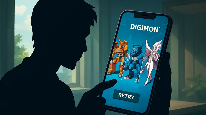 Изображение процесса реролла в мобильной игре Digimon UP с демонстрацией сильных дигимонов