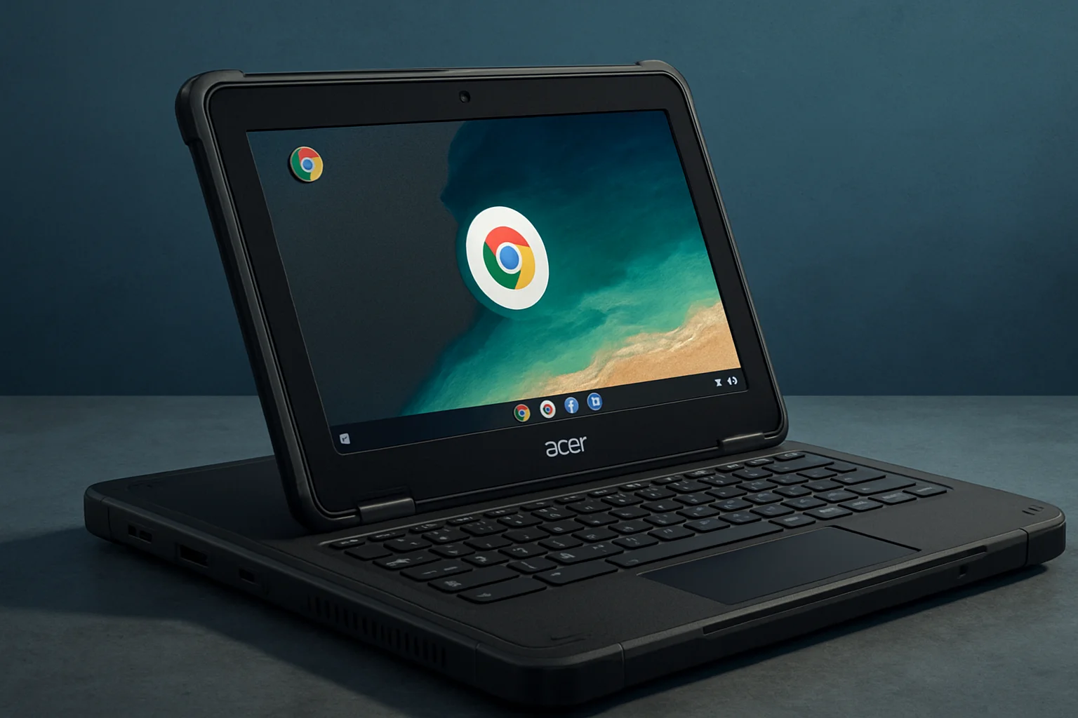 Ноутбук Acer Chromebook 311 с открытой крышкой, демонстрирующий прочный дизайн.
