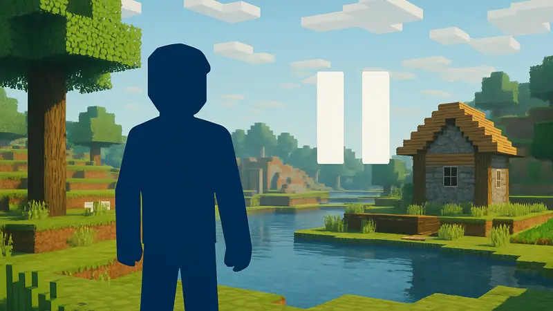 Игрок Minecraft смотрит на мир, символизируя паузу в развитии мультиплеера Java Edition.