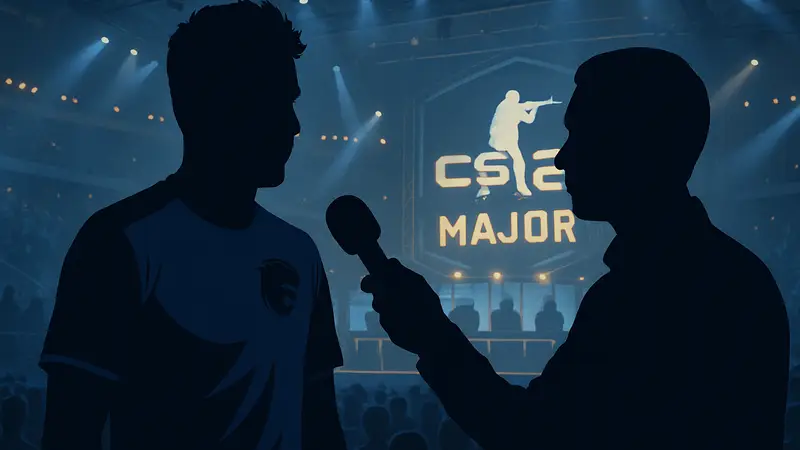 Киберспортсмен KSCERATO на турнире CS2 Major, дающий интервью после гранд-финала.