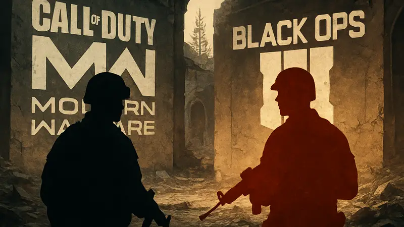 Сравнение логотипов Call of Duty Modern Warfare и Black Ops, двух легендарных серий шутеров.