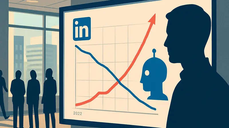 График данных LinkedIn о снижении найма и влиянии ИИ