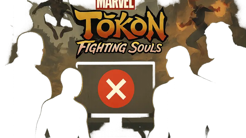Логотип игры Marvel Tōkon: Fighting Souls на фоне персонажей, иллюстрация проблем PC-версии.