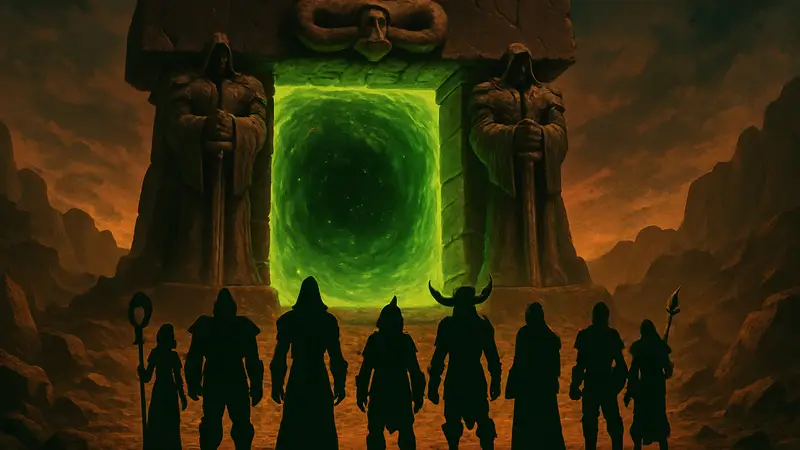 Игроки World of Warcraft Classic: Burning Crusade стоят перед Темным Порталом