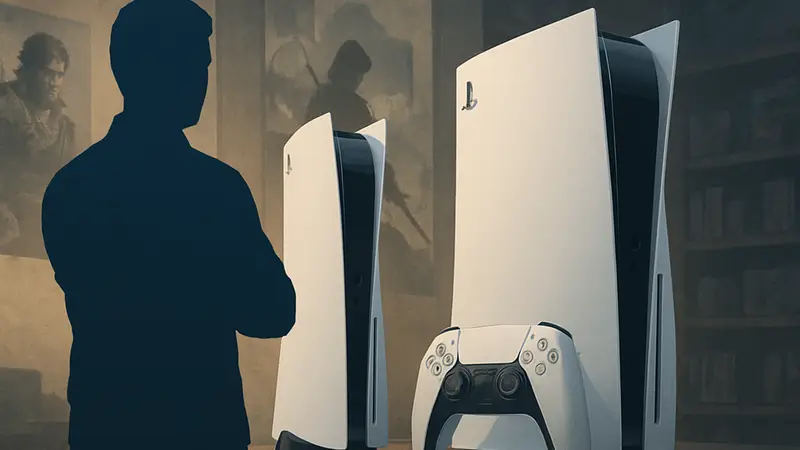 Изображение консоли PlayStation 5 рядом с PlayStation 6. Сравнение консолей Sony и их эксклюзивов.
