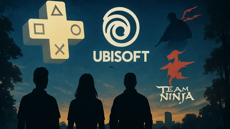 Логотипы PlayStation Plus и игр от Ubisoft, Call of Duty, Team Ninja