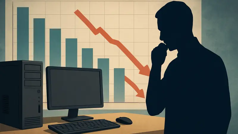 Изображение графиков, демонстрирующих сокращение рынка бюджетных ПК.