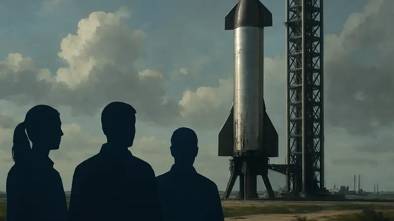 Ракета SpaceX Starship на стартовой площадке после тестового полета
