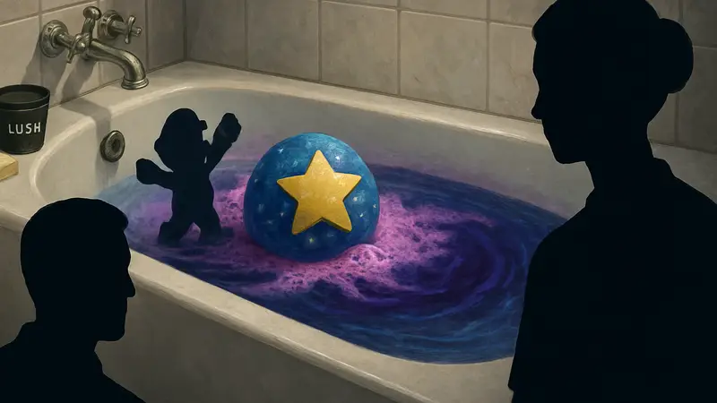 Бомбочка для ванны Lush Super Mario Galaxy Movie, окрашивающая воду в странный цвет